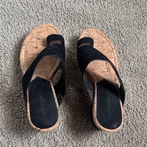 Donald J. Pliner Black Sandals with Cork Footbed